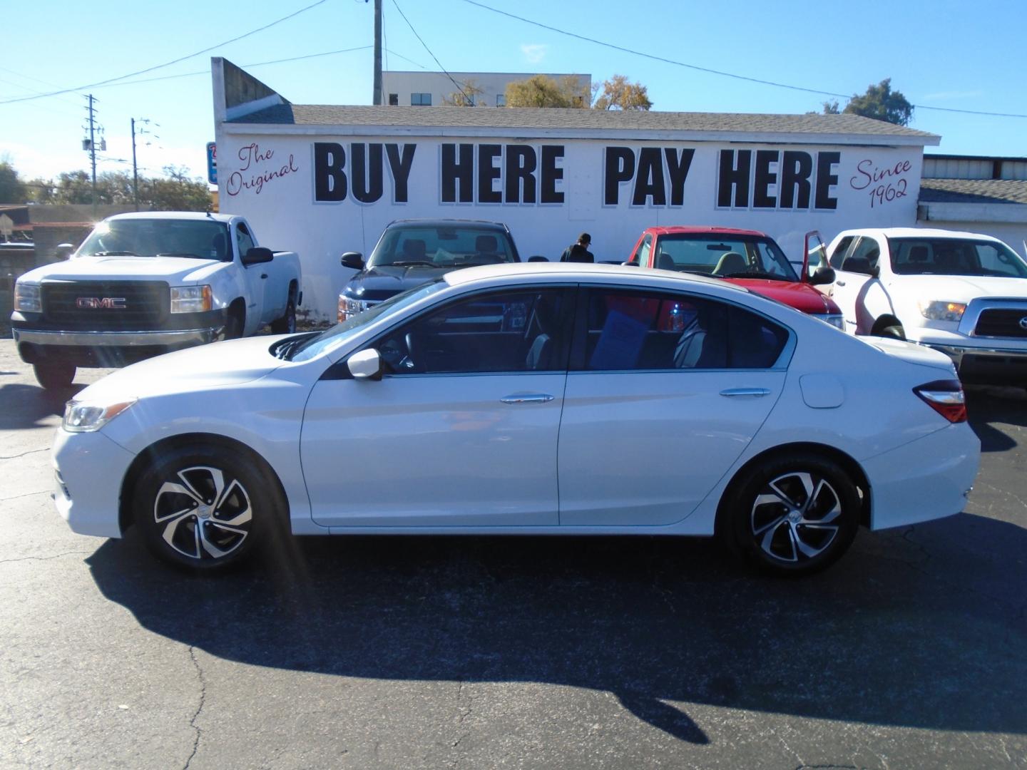 2017 WHITE Honda Accord LX Sedan CVT (1HGCR2F30HA) with an 2.4L L4 DOHC 16V engine, CVT transmission, located at 6112 N Florida Avenue, Tampa, FL, 33604, (888) 521-5131, 27.954929, -82.459534 - Photo#0